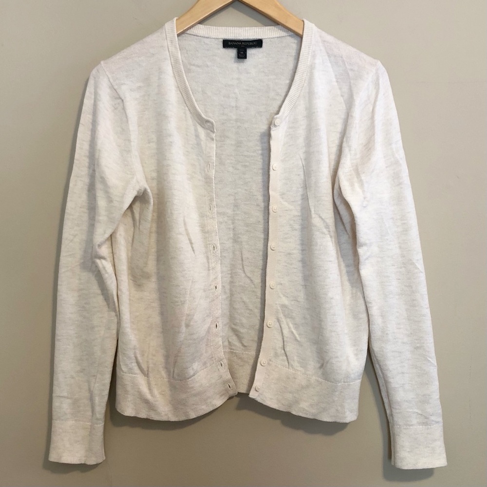 Banana Republic Cardigan Off White Oatmeal Heather MP